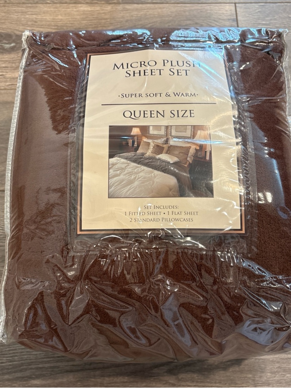 Brown Micro Plush Queen Sheet Set